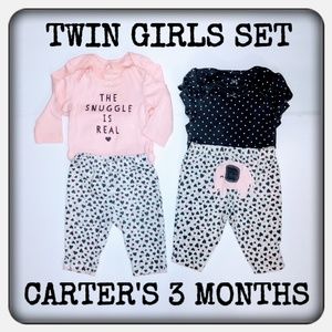 Twin Girl's Carter's 3 Month Matching Outfits